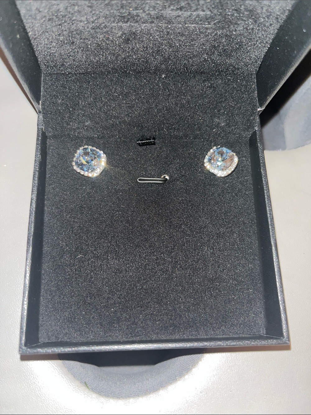 Crystal Halo Cushion-Cut Stud Earrings - Clear Sparkle